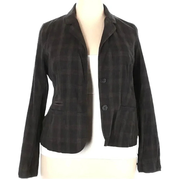 Ruff hewn charcoal plaid blazer 100% cotton NWT Women’s size M - Picture 1 of 12